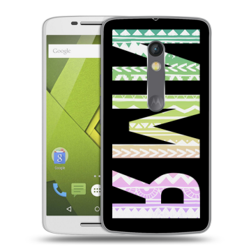 Силиконовый чехол на Lenovo Moto X Play с принтом ИМЯ