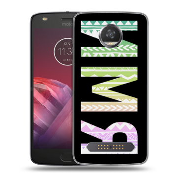 Силиконовый чехол на Motorola Moto Z2 Play с принтом ИМЯ