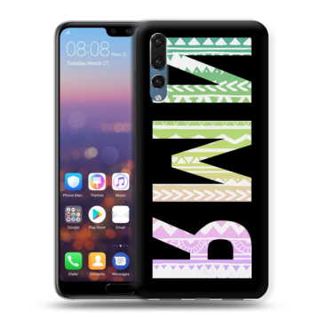 Силиконовый противоударный чехол на Huawei P20 Pro с принтом ИМЯ