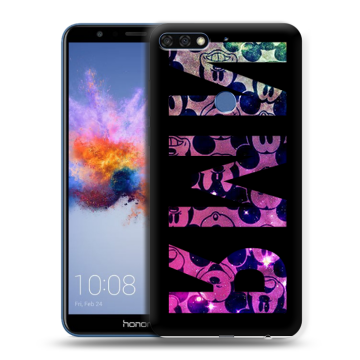Силиконовый противоударный чехол на Huawei Honor 7C с принтом ИМЯ