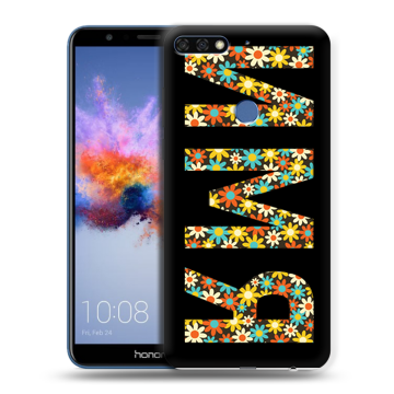 Силиконовый противоударный чехол на Huawei Honor 7C с принтом ИМЯ