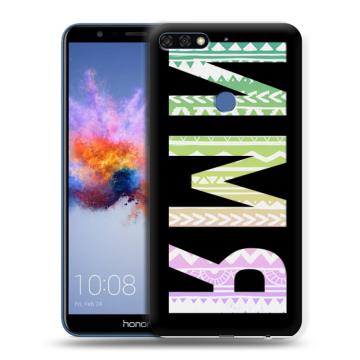 Силиконовый противоударный чехол на Huawei Honor 7C с принтом ИМЯ