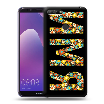 Силиконовый противоударный чехол на Huawei Y6 Prime (2018) с принтом ИМЯ