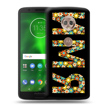 Силиконовый чехол на Motorola Moto G6 с принтом ИМЯ