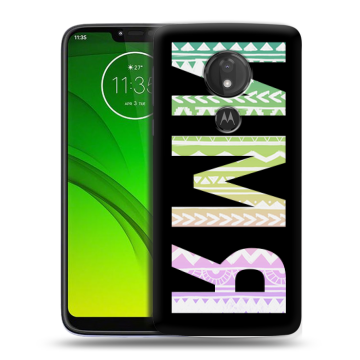 Силиконовый чехол на Motorola Moto G7 Power с принтом ИМЯ