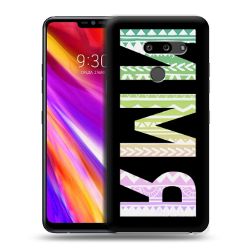 Пластиковый чехол на LG G8 ThinQ с принтом ИМЯ