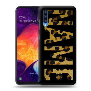 Силиконовый противоударный чехол на Samsung Galaxy A70 с принтом NAME