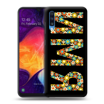 Силиконовый противоударный чехол на Samsung Galaxy A70 с принтом ИМЯ