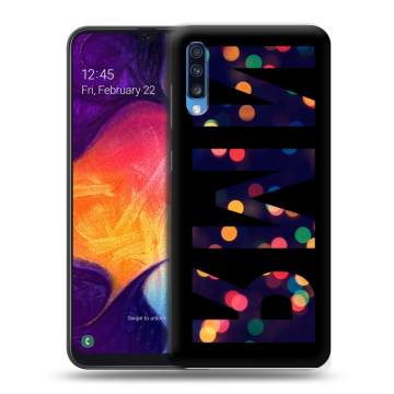 Силиконовый противоударный чехол на Samsung Galaxy A70 с принтом ИМЯ