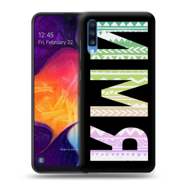Силиконовый противоударный чехол на Samsung Galaxy A70 с принтом ИМЯ