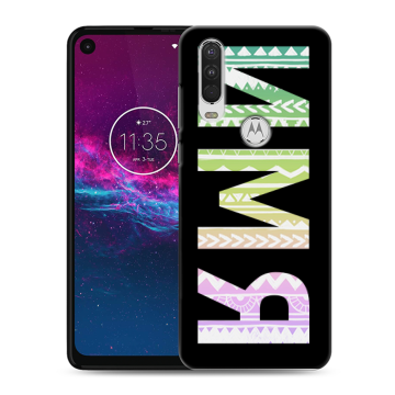 Силиконовый чехол на Motorola One Action с принтом ИМЯ