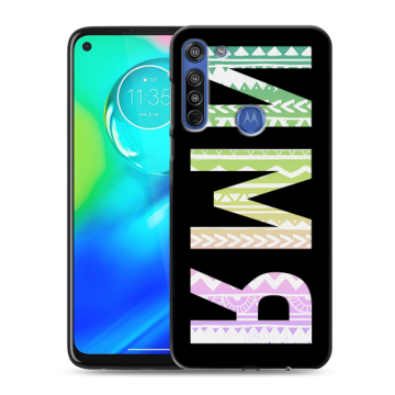 Силиконовый чехол на Motorola Moto G8 с принтом ИМЯ