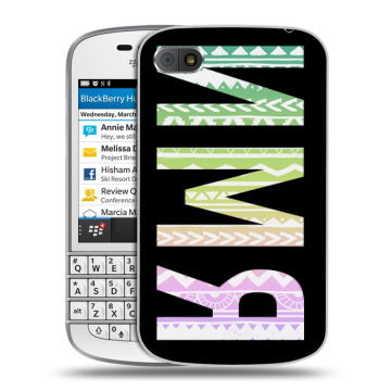 Пластиковый чехол на BlackBerry Q10 с принтом ИМЯ