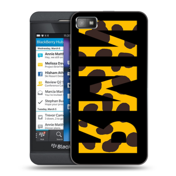 Пластиковый чехол на BlackBerry Z10 с принтом ИМЯ