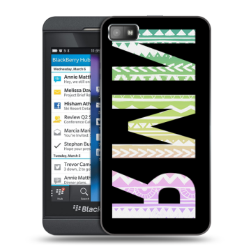 Пластиковый чехол на BlackBerry Z10 с принтом ИМЯ