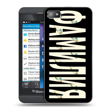 Пластиковый чехол на BlackBerry Z10 с принтом ФАМИЛИЯ