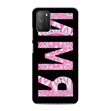 Силиконовый противоударный чехол на Xiaomi Poco M3 с принтом ИМЯ
