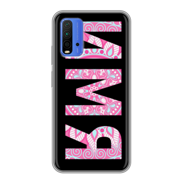 Силиконовый чехол на Xiaomi RedMi 9T с принтом ИМЯ