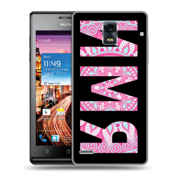 Пластиковый чехол на Huawei Ascend P1 с принтом ИМЯ