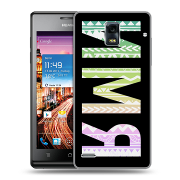 Пластиковый чехол на Huawei Ascend P1 с принтом ИМЯ
