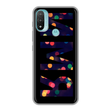 Силиконовый чехол на Motorola Moto E20 с принтом ИМЯ