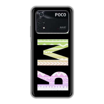 Силиконовый чехол на Xiaomi Poco M4 Pro 4G с принтом ИМЯ