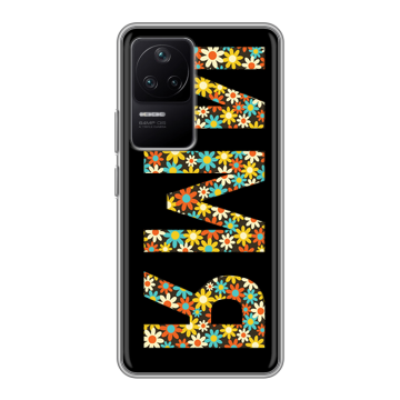 Силиконовый чехол на Xiaomi Poco F4 с принтом ИМЯ