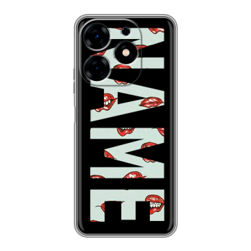 Силиконовый чехол на Tecno Spark 10 с принтом NAME