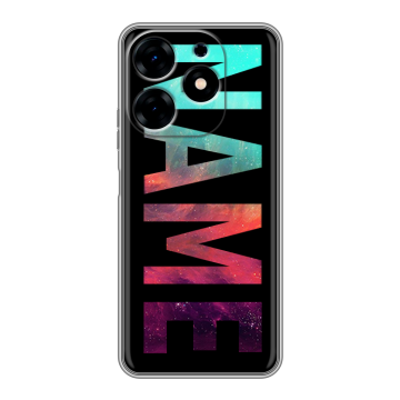 Силиконовый чехол на Tecno Spark 10 с принтом NAME