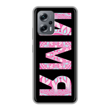 Силиконовый чехол на Xiaomi RedMi Note 12T Pro с принтом ИМЯ