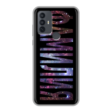 Силиконовый чехол на TCL 30E с принтом ФАМИЛИЯ