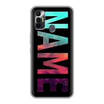 Силиконовый чехол на Tecno Spark 7 с принтом NAME