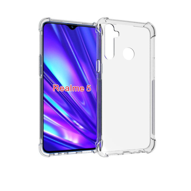 Силиконовый глянцевый транспарентный чехол с усиленными углами для Realme 5/Realme 6i Силиконовый глянцевый транспарентный чехол с усиленными углами для Realme 5/Realme 6i