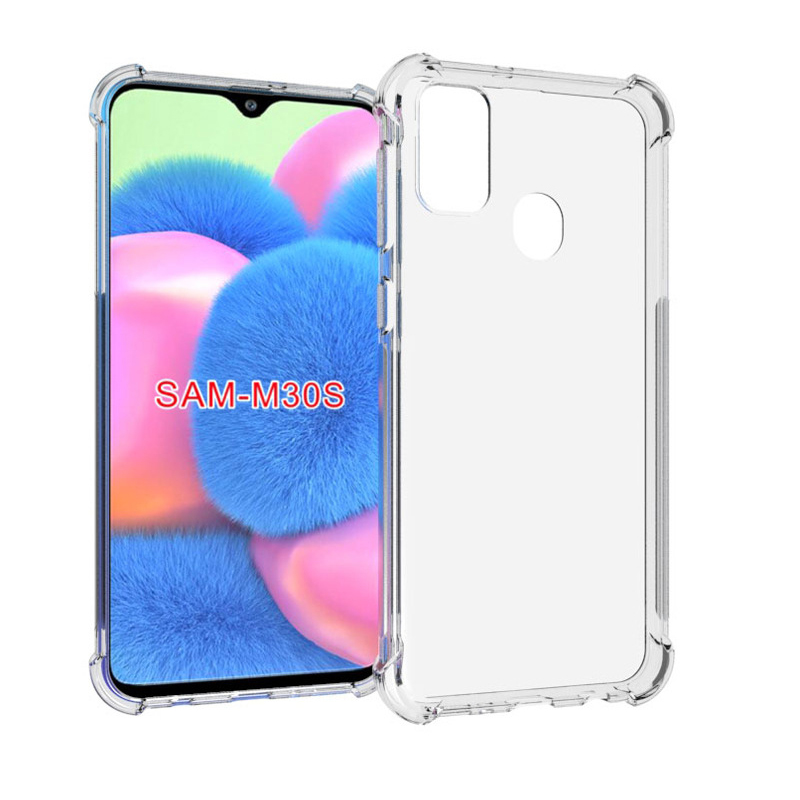 Прозрачный противоударный силиконовый чехол для Samsung Galaxy M21/M30s с усиленными углами Прозрачный противоударный силиконовый чехол для Samsung Galaxy M21/M30s с усиленными углами