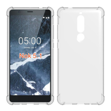 Силиконовый глянцевый транспарентный чехол с усиленными углами для Nokia 5.1 Силиконовый глянцевый транспарентный чехол с усиленными углами для Nokia 5.1