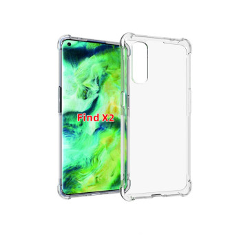 Силиконовый глянцевый транспарентный чехол с усиленными углами для OPPO Find X2 Силиконовый глянцевый транспарентный чехол с усиленными углами для OPPO Find X2