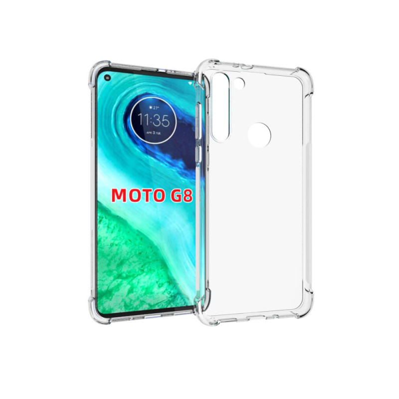 Силиконовый глянцевый транспарентный чехол с усиленными углами для Motorola Moto G8 Силиконовый глянцевый транспарентный чехол с усиленными углами для Motorola Moto G8