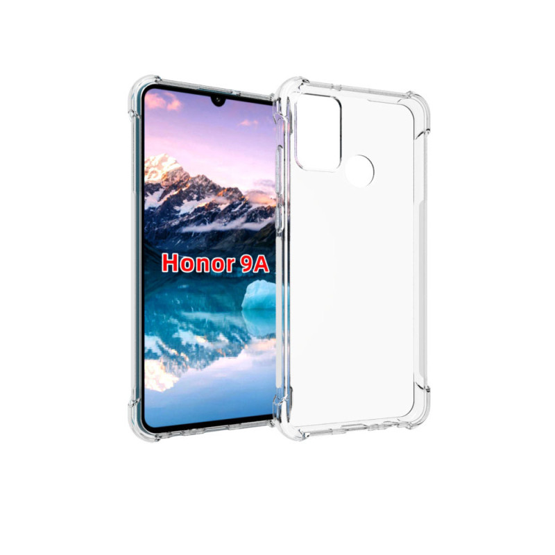 Прозрачный противоударный силиконовый чехол для Huawei Honor 9A с усиленными углами Прозрачный противоударный силиконовый чехол для Huawei Honor 9A с усиленными углами