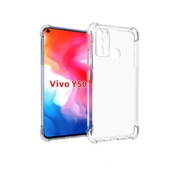 Силиконовый глянцевый транспарентный чехол с усиленными углами для Vivo Y30 Силиконовый глянцевый транспарентный чехол с усиленными углами для Vivo Y30