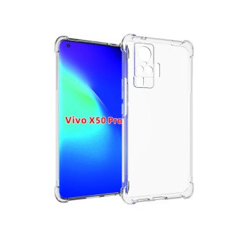 Силиконовый глянцевый транспарентный чехол с усиленными углами для Vivo X50 Pro Силиконовый глянцевый транспарентный чехол с усиленными углами для Vivo X50 Pro