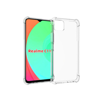 Силиконовый глянцевый транспарентный чехол с усиленными углами для Realme C11