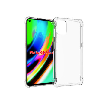Силиконовый глянцевый транспарентный чехол с усиленными углами для Motorola Moto G9 Plus