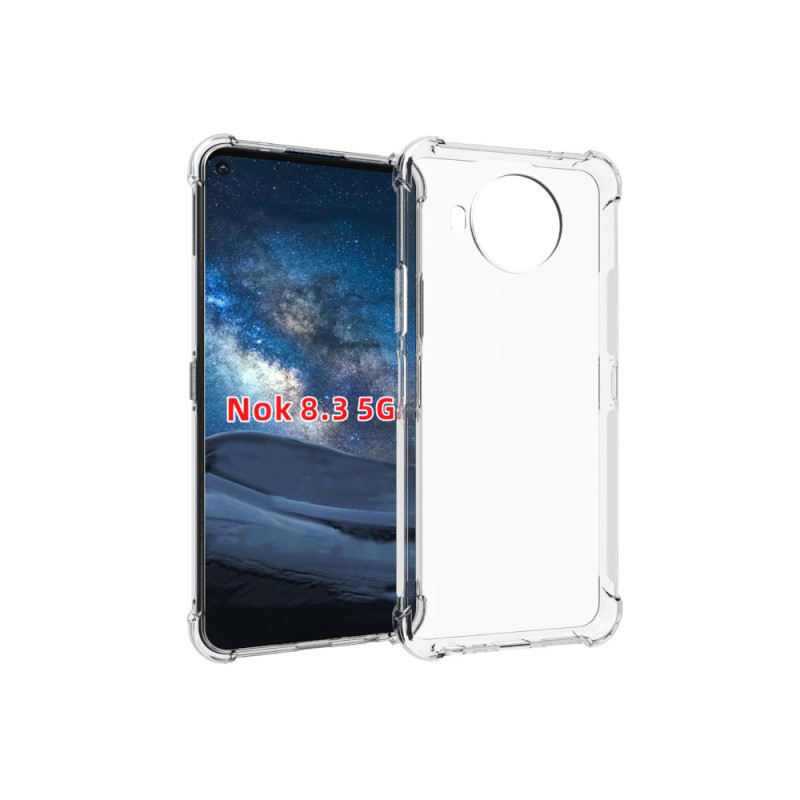 Силиконовый глянцевый транспарентный чехол с усиленными углами для Nokia 8.3 Силиконовый глянцевый транспарентный чехол с усиленными углами для Nokia 8.3