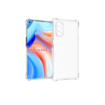 Прозрачный противоударный силиконовый чехол для OPPO Reno4 Pro с усиленными углами Прозрачный противоударный силиконовый чехол для OPPO Reno4 Pro с усиленными углами