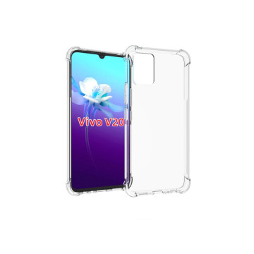 Прозрачный противоударный силиконовый чехол для Vivo V20 с усиленными углами Прозрачный противоударный силиконовый чехол для Vivo V20 с усиленными углами