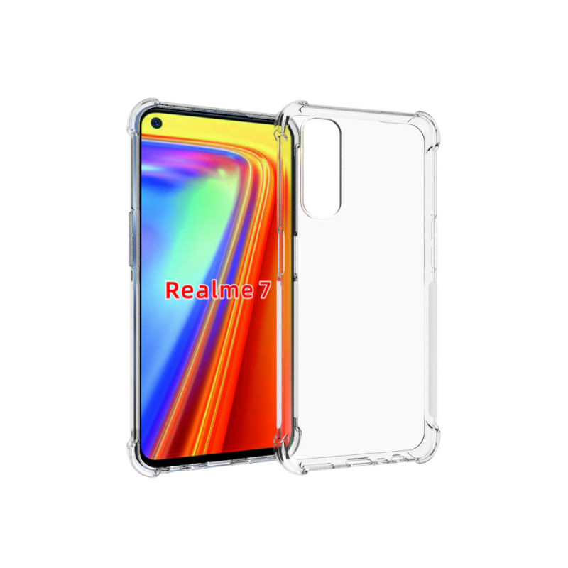 Прозрачный противоударный силиконовый чехол для Realme 7 с усиленными углами Прозрачный противоударный силиконовый чехол для Realme 7 с усиленными углами