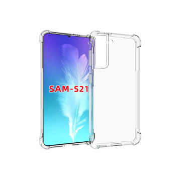 Прозрачный противоударный силиконовый чехол для Samsung Galaxy S21 с усиленными углами Прозрачный противоударный силиконовый чехол для Samsung Galaxy S21 с усиленными углами