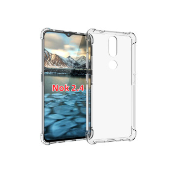Силиконовый глянцевый транспарентный чехол с усиленными углами для Nokia 2.4 Силиконовый глянцевый транспарентный чехол с усиленными углами для Nokia 2.4