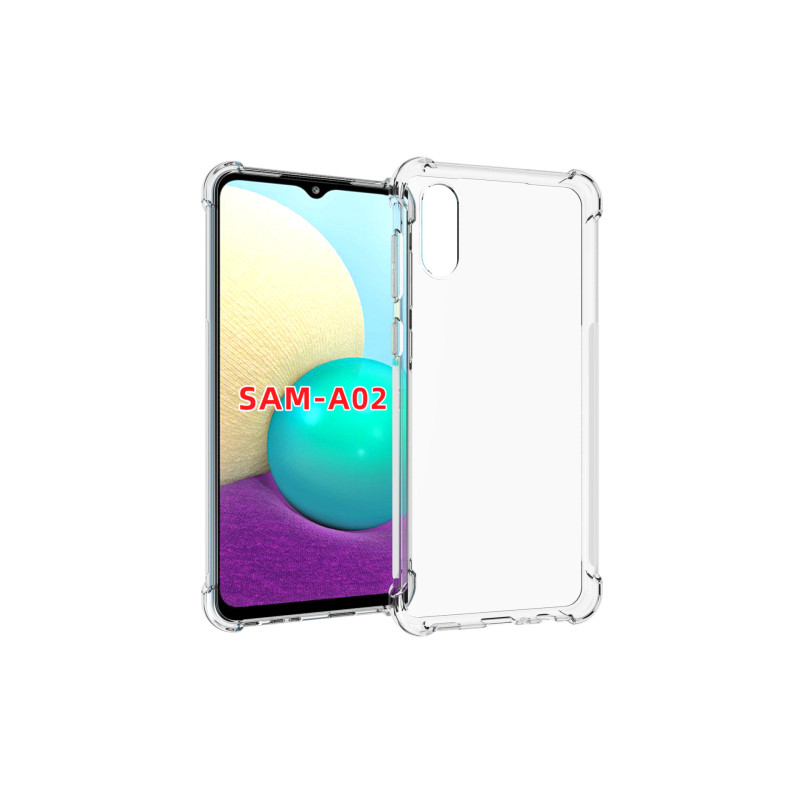 Прозрачный противоударный силиконовый чехол для Samsung Galaxy A02 с усиленными углами Прозрачный противоударный силиконовый чехол для Samsung Galaxy A02 с усиленными углами