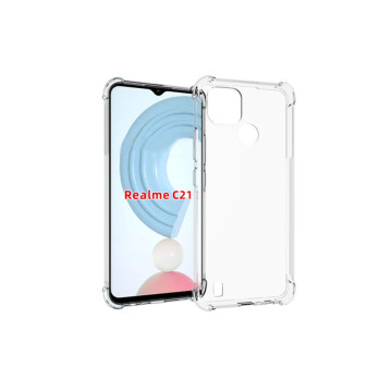 Прозрачный противоударный силиконовый чехол для Realme C21 с усиленными углами Прозрачный противоударный силиконовый чехол для Realme C21 с усиленными углами